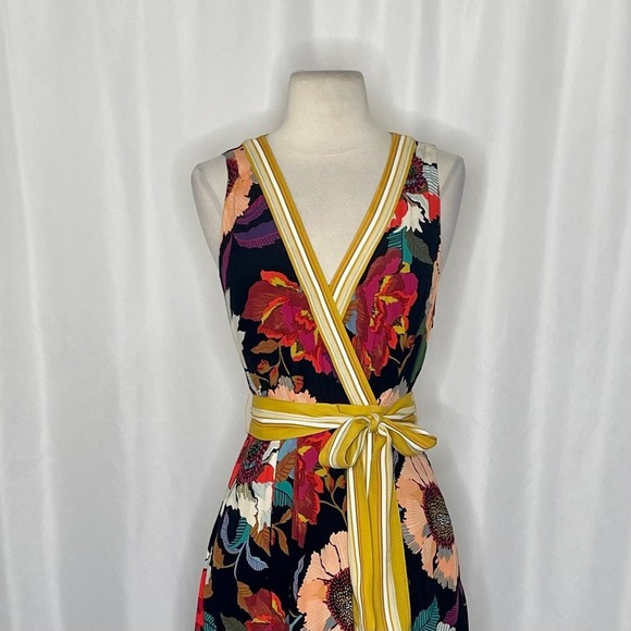 Anthropologie MAEVE Botanica Floral Dress Handkerchief Hem Faux Wrap Size 2 - Picture 4 of 16